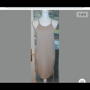 Misguided Sz 8 tan tie up cut up sides dress new